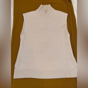 J. Crew Sleeveless Ribbed Lux Cashmere Turtleneck Vest - Cream
